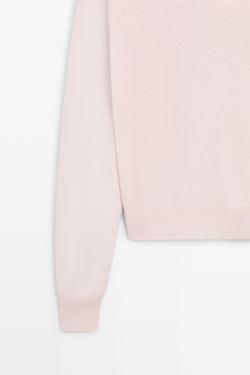 Massimo Dutti Свитер из смесовой шерсти с V-вырезом, цвет розового дерева