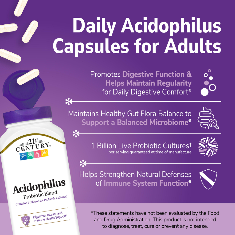 21st Century, Acidophilus, смесь пробиотиков, 300 капсул