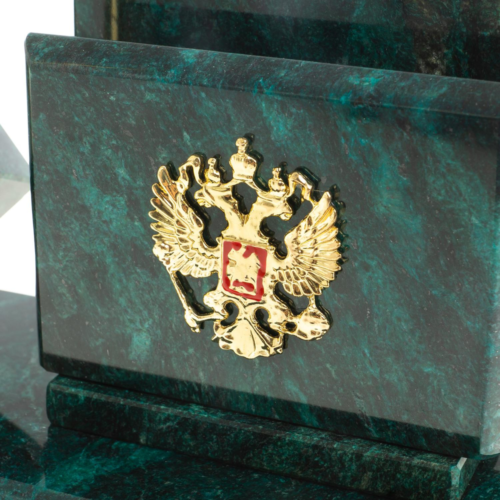 Письменный набор Герб РФ, камень змеевик