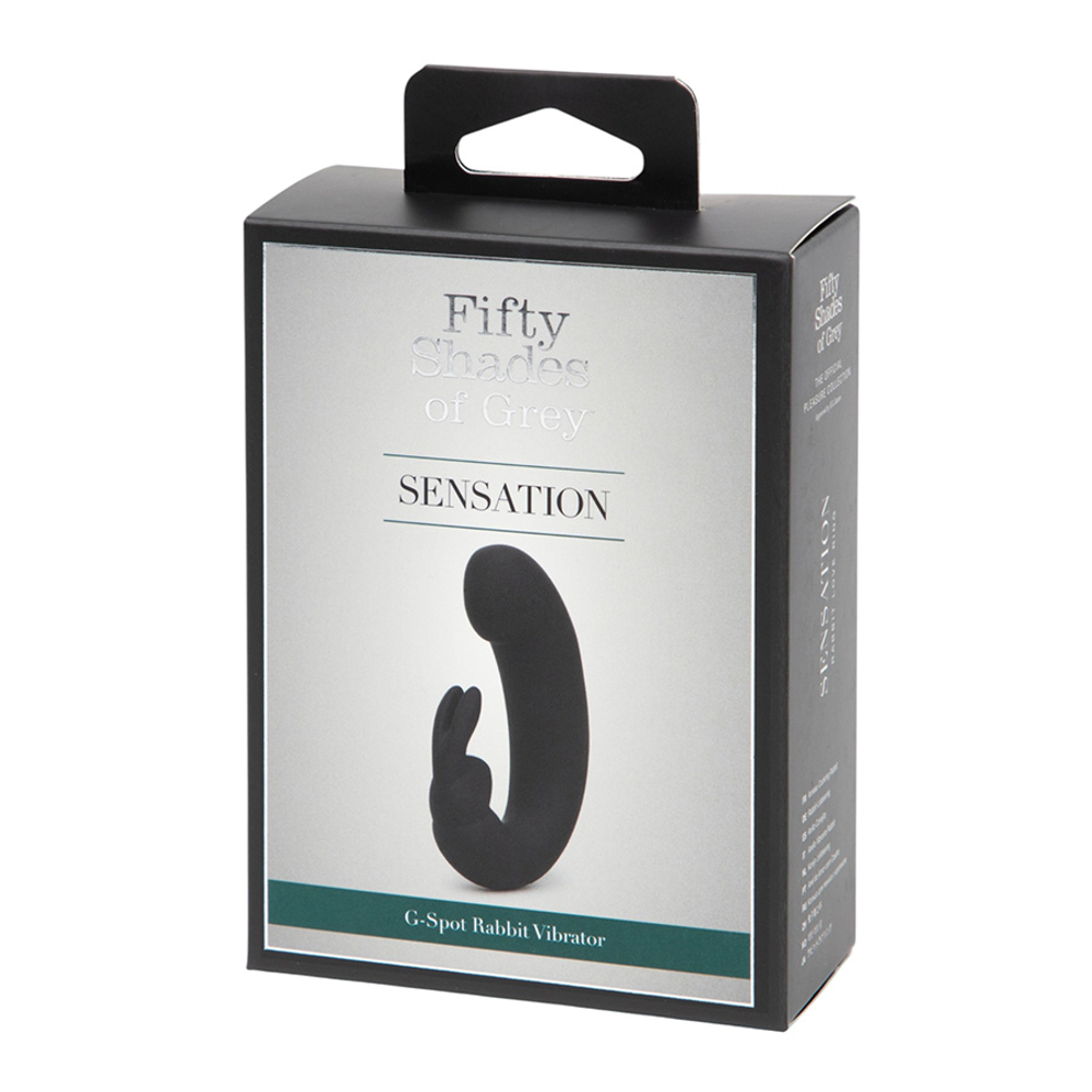 Черный компактный вибратор 11,5см для стимуляции клитора и точки G Fifty Shades of Grey Sensation Rechargeable G-Spot Rabbit Vibrator Silicone Black