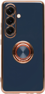 Стильный глянцевый чехол для SAMSUNG GALAXY S25 (не ULTRA/ FE/ PLUS!) с кольцом-подставкой и бархатной подкладкой