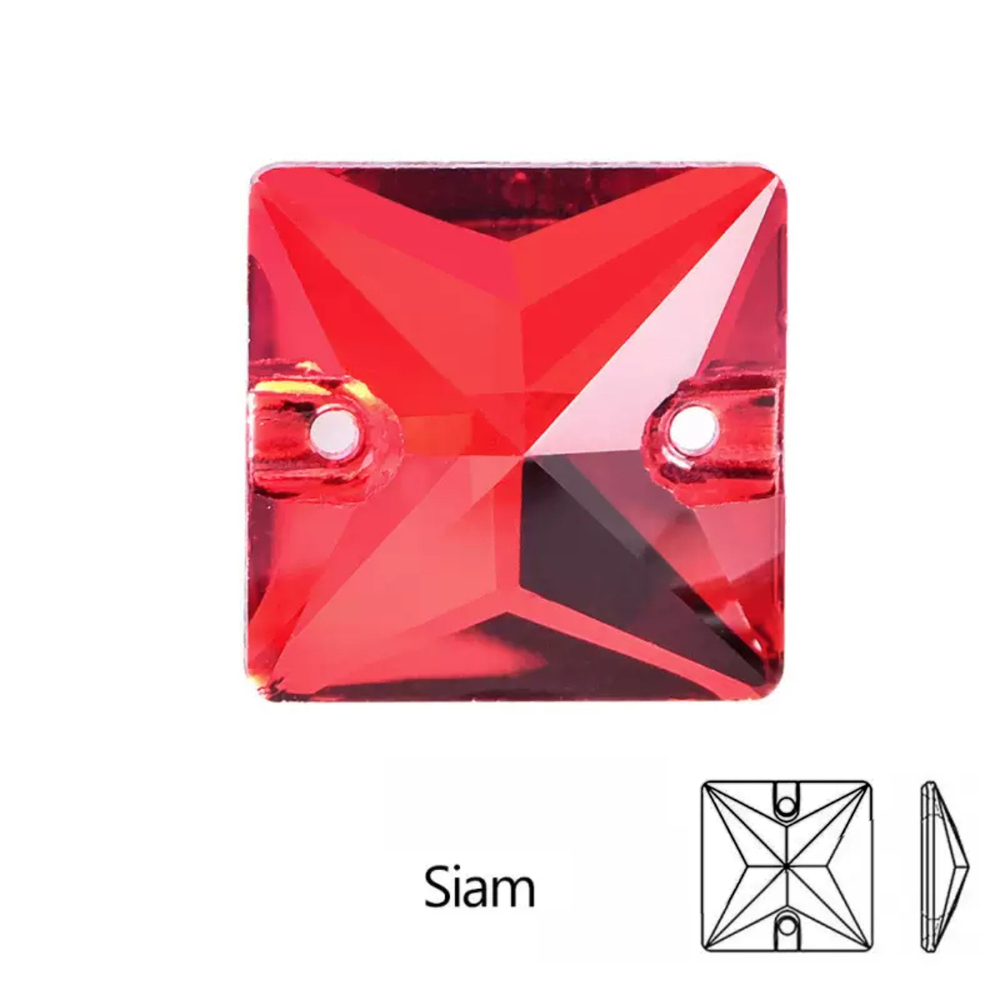 Стразы пришивные, Square, Siam, 208, 14mm, (112 ea/pkg), 5A+ (F2)