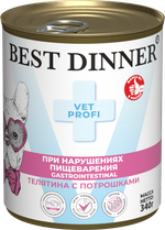 Консервы Бест Диннер Эксклюзив Vet Profi Gastro Intestinal Гастроинтестинал диета для собак при нарушениях ЖКТ телятина с потрошками 340 г