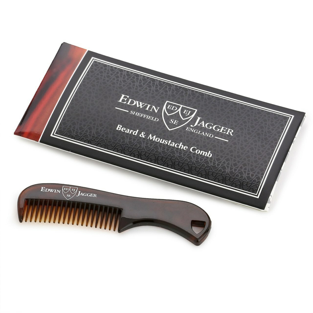 Расческа для бороды и усов черепаховый цвет Edwin Jagger Tortoiseshell Beard & Moustache Comb