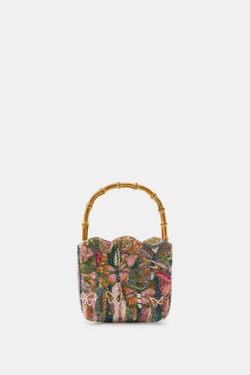 ZARA КОМБИНИРОВАННАЯ МИНИ-СУМКА С БИСЕРОМ, ПЕСОЧНЫЙ