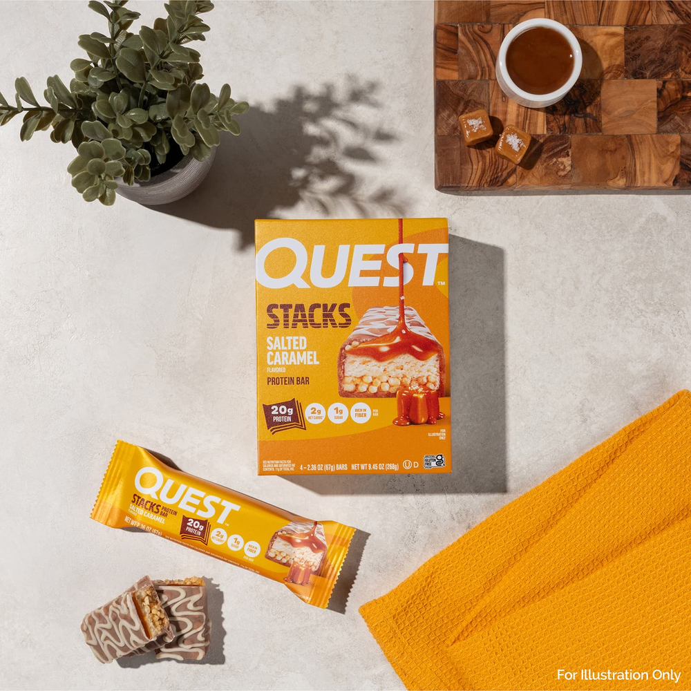 Quest Nutrition, Stacks, протеиновый батончик, соленая карамель, 4 батончика, 67 г (2,36 унции) каждый