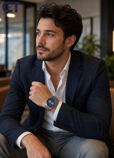 CASIO EFV-590D-2AVUDF EDIFICE мужские наручные часы — спортивный хронограф с синим циферблатом и красными акцентами