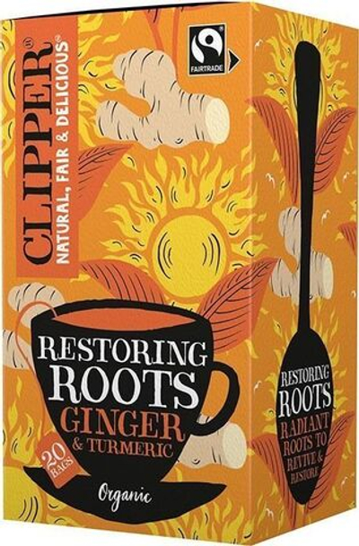 Чай травяной CLIPPER "Restoring Roots" (имбирь и куркума) 20 пакетиков 36 г (из Финляндии)