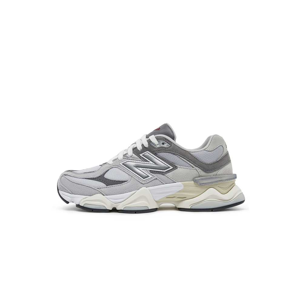 alt="New Balance 9060 Rain Cloud Grey U9060GRY классические серые кроссовки вид сбоку на белом фоне"