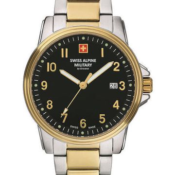 С браслетом Мужские наручные часы с серебряным браслетом Swiss Alpine Military 7011.1147 mens 40mm 10ATM