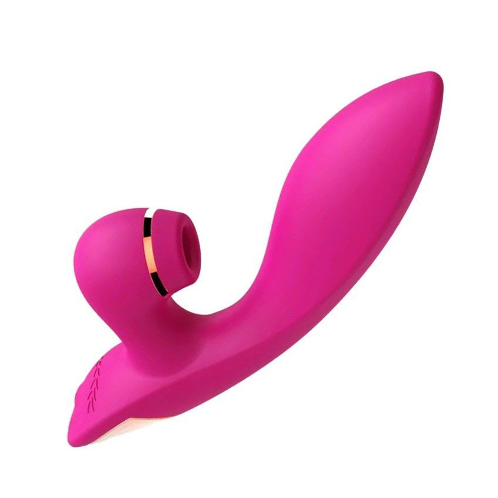 Розовый вибратор-кролик с вакуумной стимуляцией 5’’ Silicone Suction Kiss - 20,3 см. (Цвет: розовый)