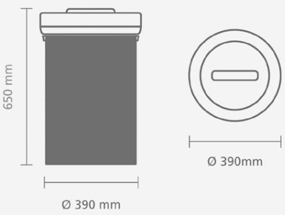 Ведро Brabantia 60л белое габаритный чертеж