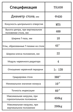 Поворотный стол горизонтально-вертикальный D630 TSL 630