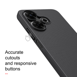 Тонкий жесткий чехол черного цвета от Nillkin для Xiaomi Poco M6 4G, Redmi Note 13R 5G и Redmi 13 4G, серия Super Frosted Shield