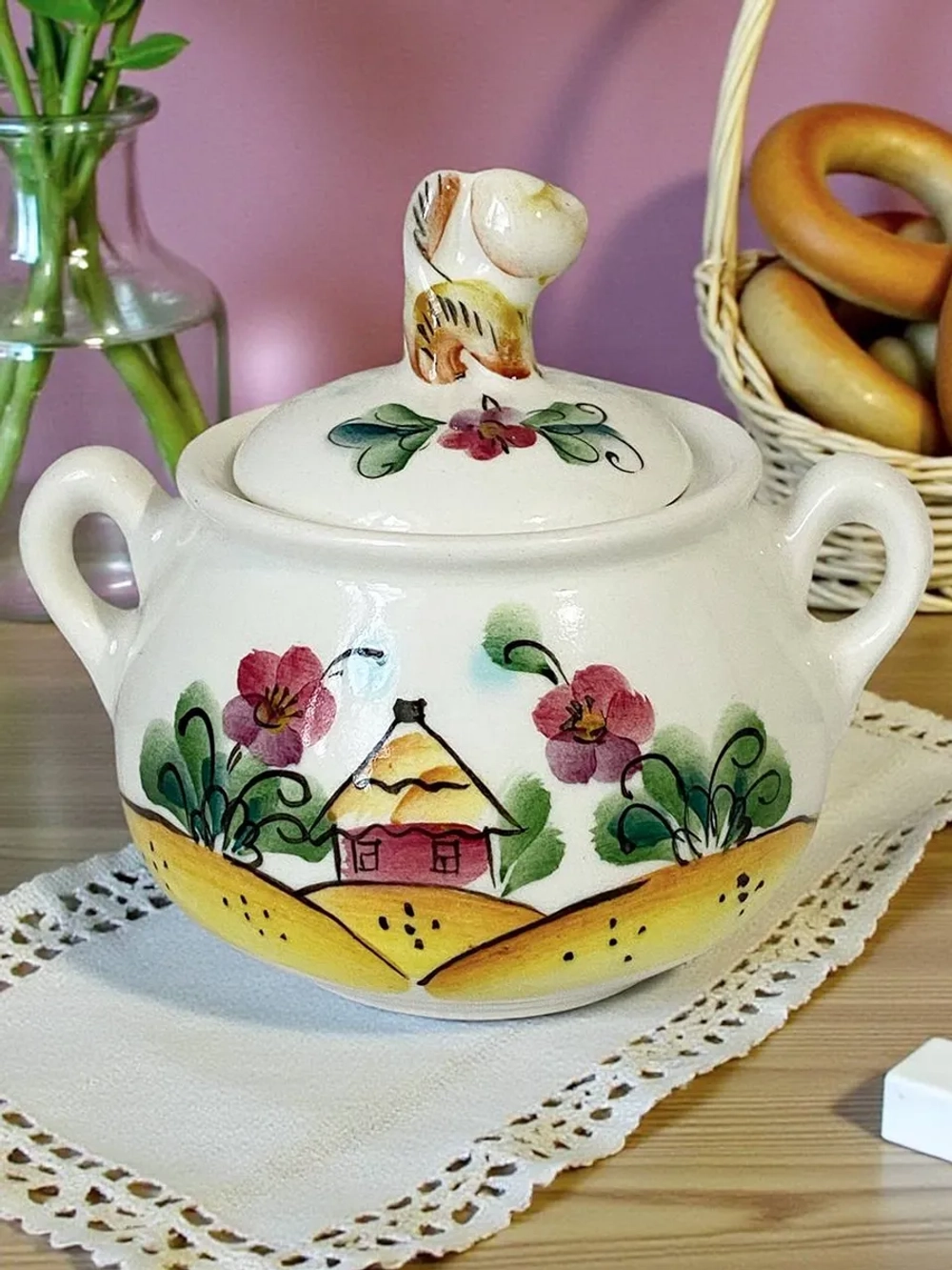 Сахарница из фаянса Лапочка