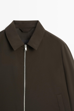 Massimo Dutti Легкая куртка с воротником, шоколадный
