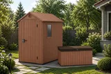 Keter Комплект для хранения: сарай "Darwin 4х6" + сундук "Darwin" 570л (коричневый) — фото 3