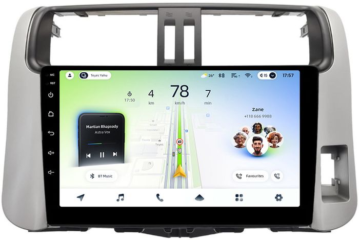Магнитола для Toyota Land Cruiser Prado 150 2009-2013 (правый руль) - Teyes CC4L-DTS монитор 9" IPS, Android 14, Быстрая, Snapdragon 662, CarPlay, 4G SIM-слот
