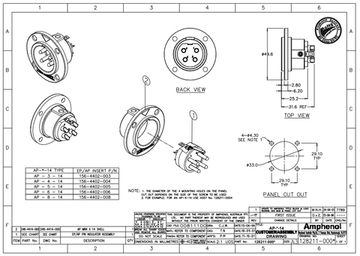 Amphenol AP-4-14 - разъем для громкоговорителей, штекер на панель, круглый
