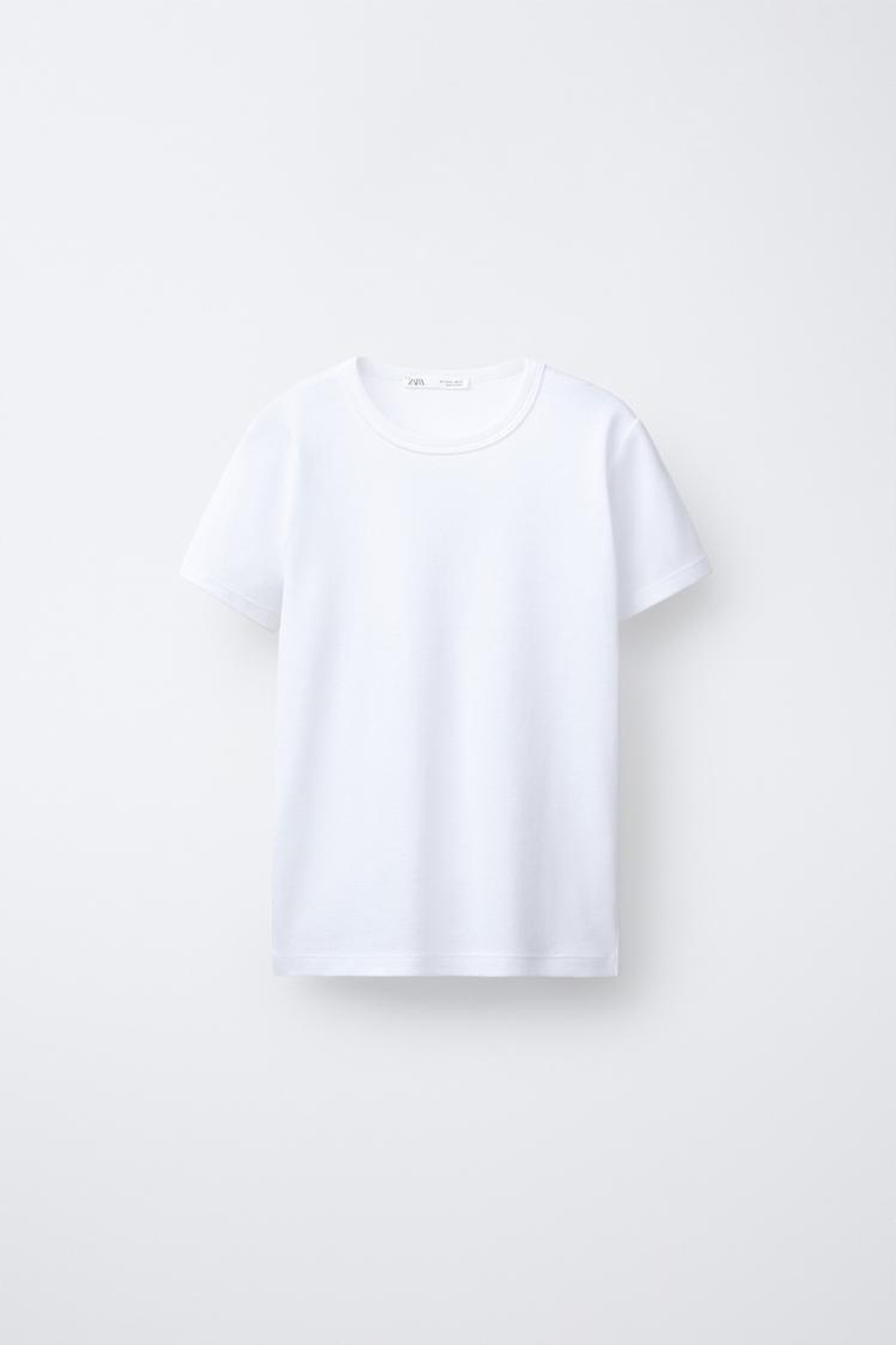 ZARA НАБОР ИЗ ДВУХ ФУТБОЛОК С КОРОТКИМ РУКАВОМ, БЕЛЫЙ