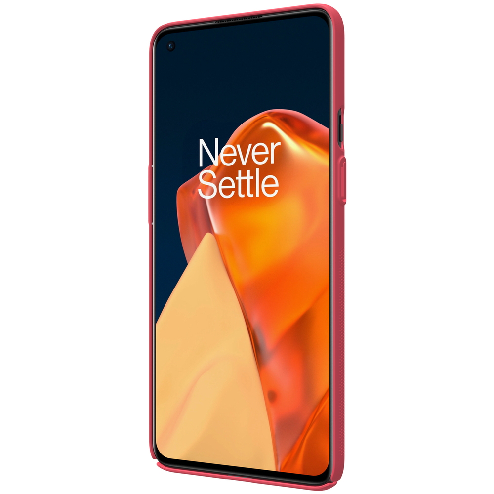 Тонкий жесткий чехол красного цвета от Nillkin для OnePlus 9 (рынок EU и NA) LE2113 и LE2115, серия Super Frosted Shield