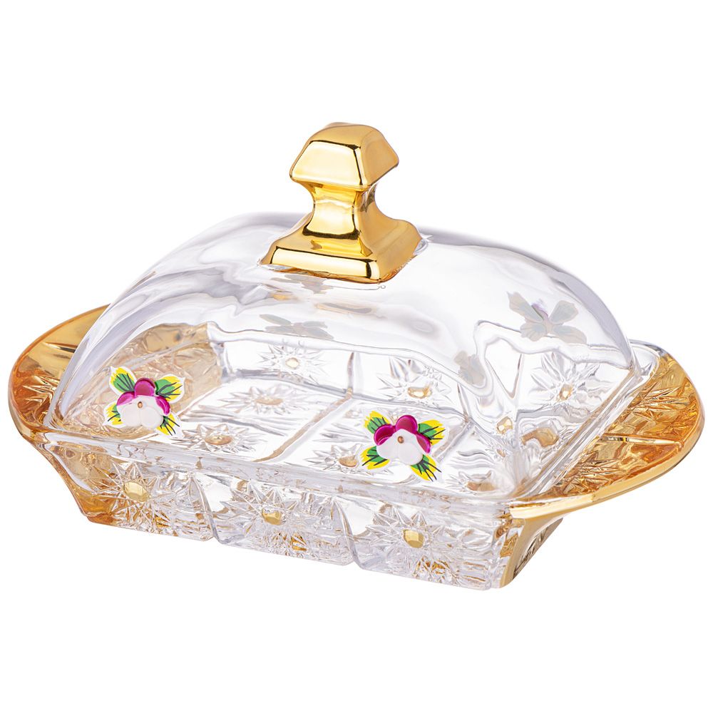 МАСЛЕНКА "LEFARD GOLD GLASS" 17,5*10,5 СМ. ВЫСОТА=9 СМ. (КОР=24ШТ.)
