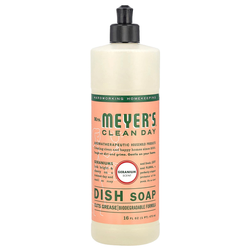 Mrs. Meyers Clean Day, жидкость для мытья посуды, герань, 473 мл (16 жидк. унций)
