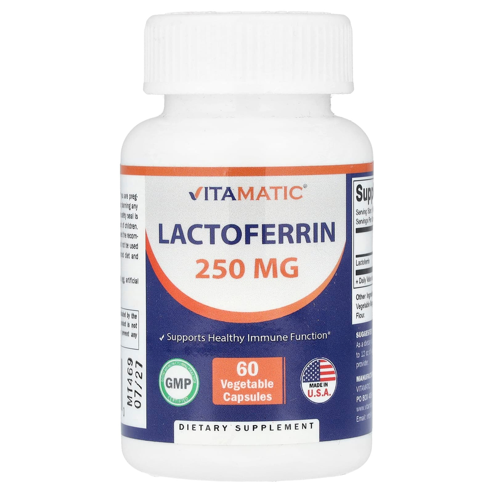 Vitamatic, Лактоферрин, 250 мг, 60 растительных капсул