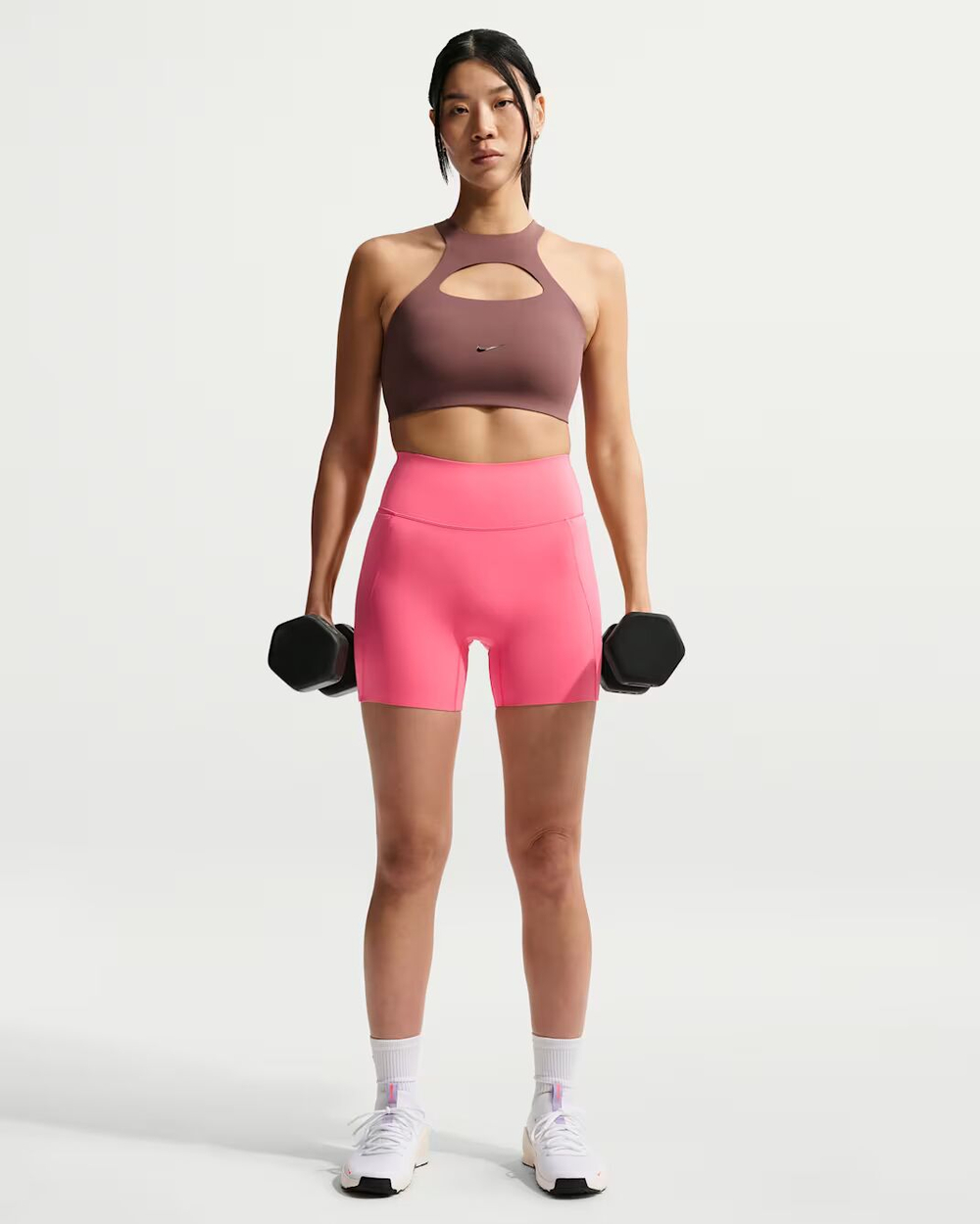 Nike Universa Женские велосипедные шорты с высокой талией и без шва спереди, длина 13 см