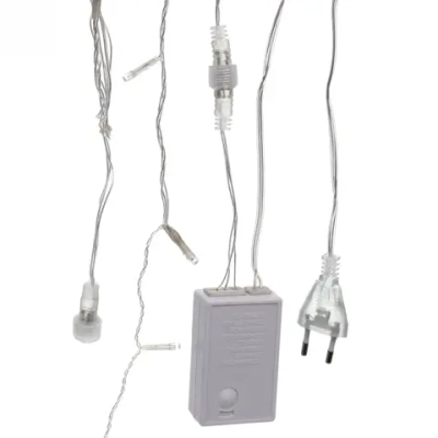 Гирлянда для улицы БАХРОМА ш3м* в40/60см 100 ламп LED, прозр. пров, 8 реж, IP-54, Красный (возможность соединения)