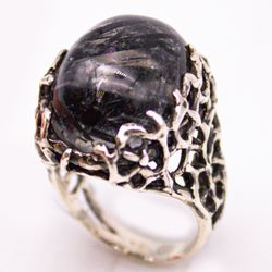 Кольцо серебро 925° — Кварц с турмалином (Шерловый кварц)