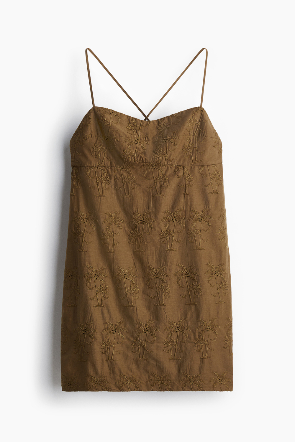 Платье с вышивкой на бретелях — короткая модель - H&M