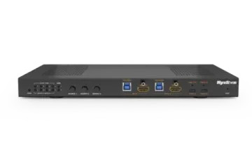 Wyrestorm MX-0403-H3-MST - матричный коммутатор 4х3 с USB-C (питание до 60 Вт), HDMI 2.0, HDBaseT 3.0 до 100м, USB 3.2, USB-C, MST. Управление: 2xLAN, RS-232, GPIO