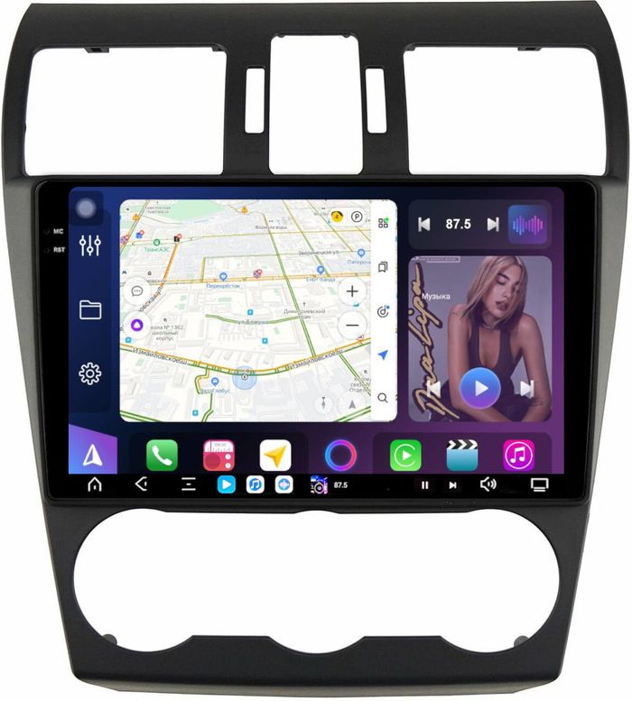 Магнитола для Subaru Forester 4 2012-2015, Impreza 4, XV (штатная КЗВ и/или harman/kardon) - FarCar S500-TS20 монитор 9.5" 2K QLED на Android 14, Быстрейшая, CarPlay, 4G SIM-слот