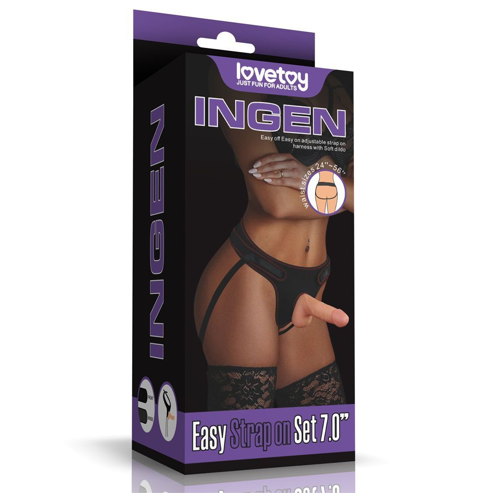 Телесная насадка с черными трусиками Easy Strapon Set 7.0 - 18 см. (Цвет: телесный с черным)