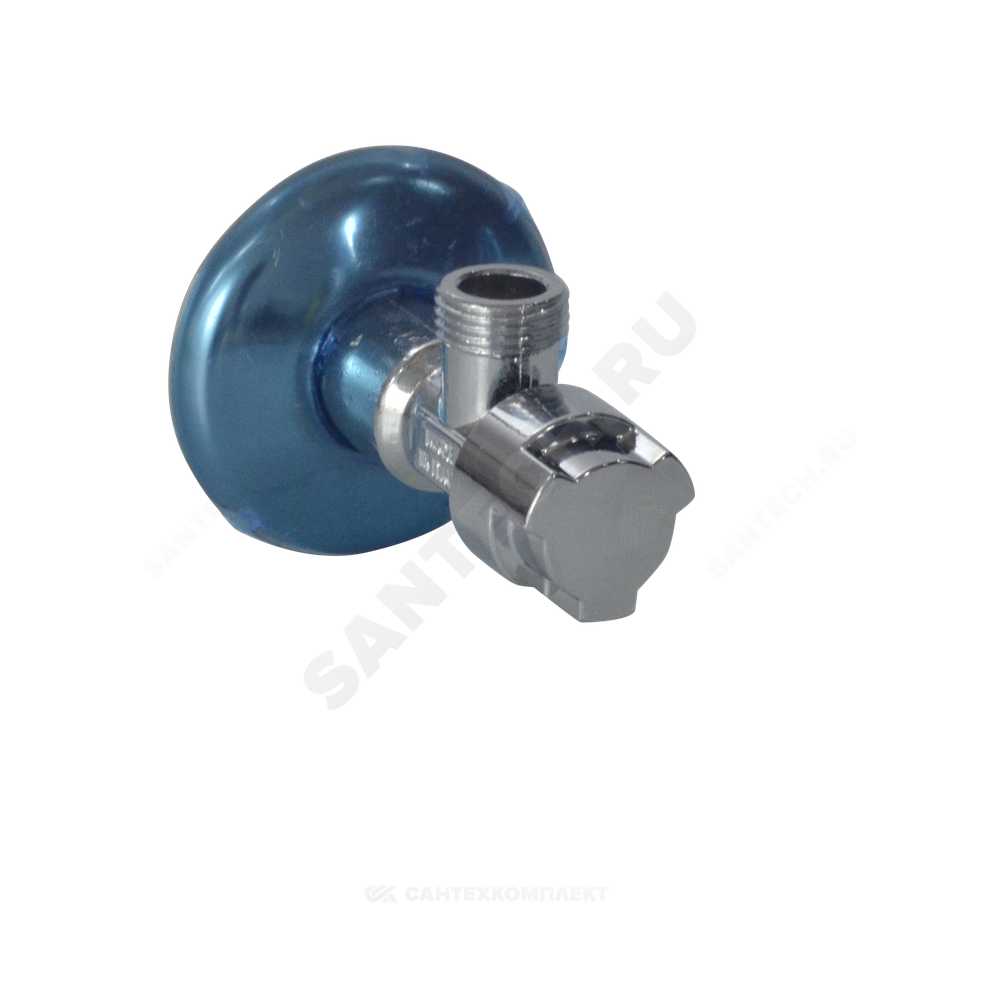 Кран латунь бытовой хром угловой G1/2" Ру10 НР маховик с отражателем Icma 90519AD07