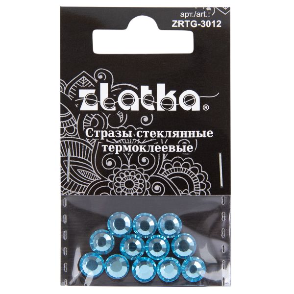 Стразы клеевые стекло 6.5 мм, 5х12 шт, SS30 №08 голубой (Aquamarine), Zlatka ZRTG-3012