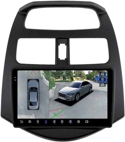 Магнитола для Chevrolet Spark M300 2009-2025+, Ravon R2 - FarCar BX3039M-360 монитор 9.5" 2K QLED на Android 13, Быстрая, CarPlay, 4G SIM-слот, 4 камеры в комплекте