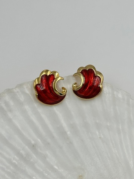 Серьги с красной эмалью