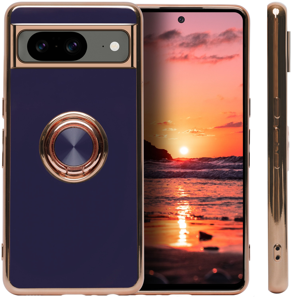 Стильный глянцевый чехол для GOOGLE PIXEL 8 (не 8A / 8 PRO!) с кольцом-подставкой и бархатной подкладкой