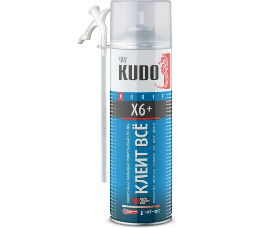 Клей-пена универс.монтажный всесезонный KUDO КЛЕИТ ВСЁ Х6+ 650 мл КУДО
