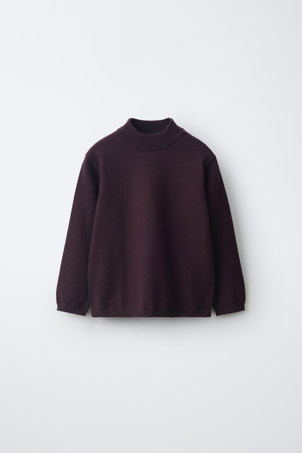 ZARA ТРИКОТАЖНЫЙ СВИТЕР С ВОРОТНИКОМ-СТОЙКОЙ, КОРИЧНЕВЫЙ