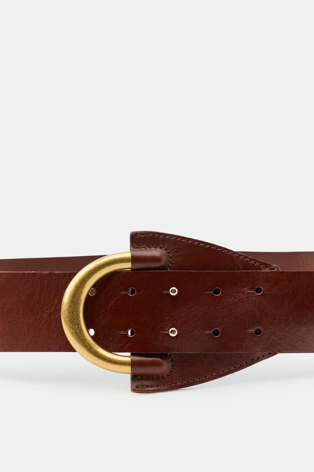 ZARA ШИРОКИЙ РЕМЕНЬ С МЕТАЛЛИЧЕСКОЙ ШЛЕВКОЙ, КОРИЧНЕВЫЙ