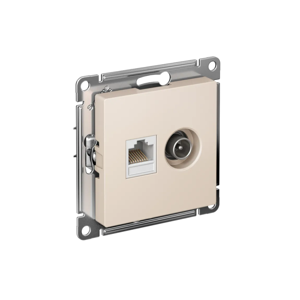 ATLASDESIGN РОЗЕТКА двойная ТВ + компьютерная RJ45 кат. 5e, механизм, БЕЖЕВЫЙ