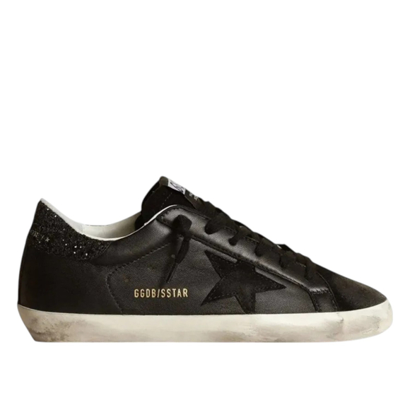 Женские кеды Super-Star In Black Nappa With Black Star And Glitter Heel Tab