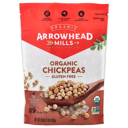 Arrowhead Mills, органический нут, 453 г (16 унций)