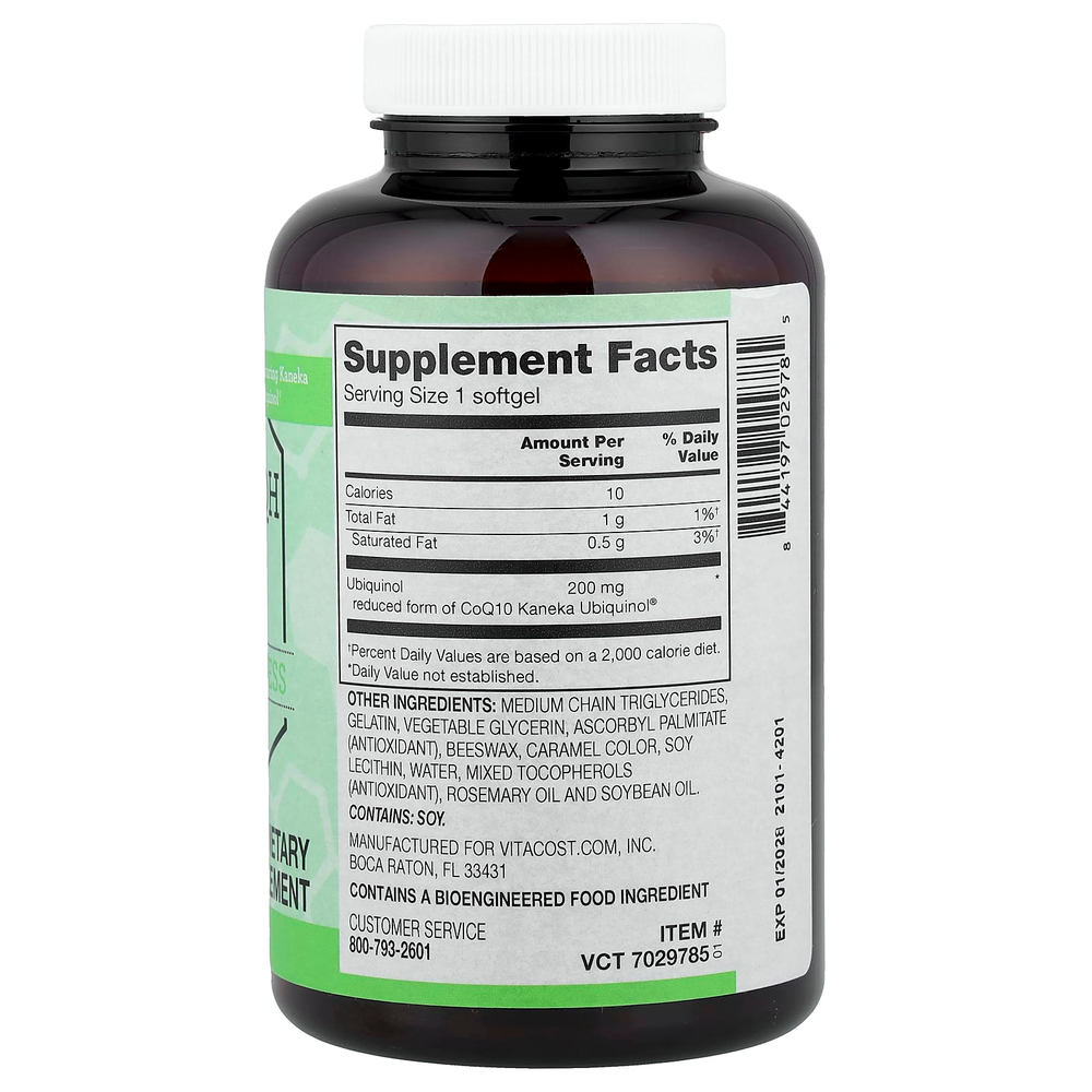 Vitacost, Ubiquinol CoQH , 200 mg, 120 Softgels