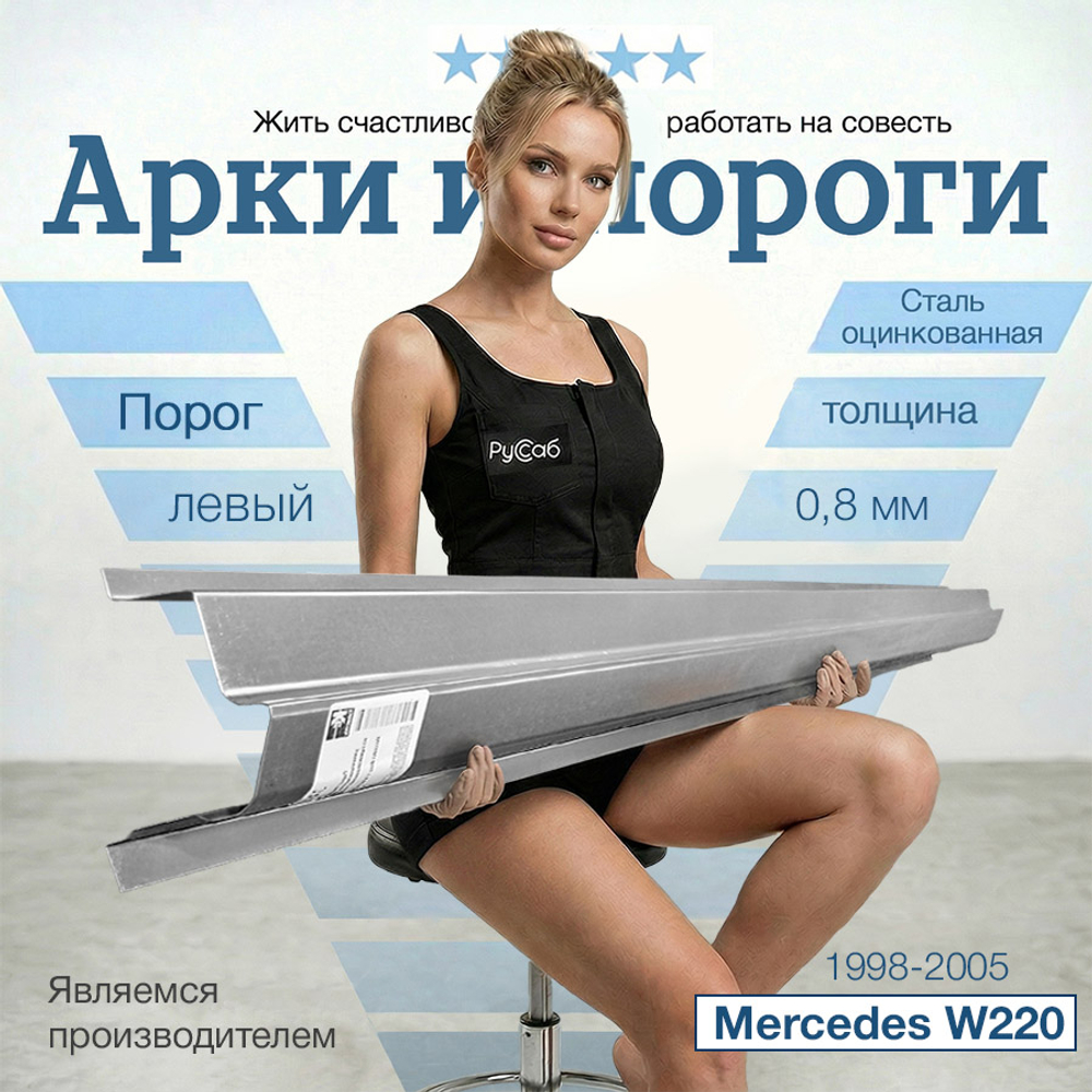 Порог левый Mercedes W220 1998-2005 Полный профиль (0,8мм)