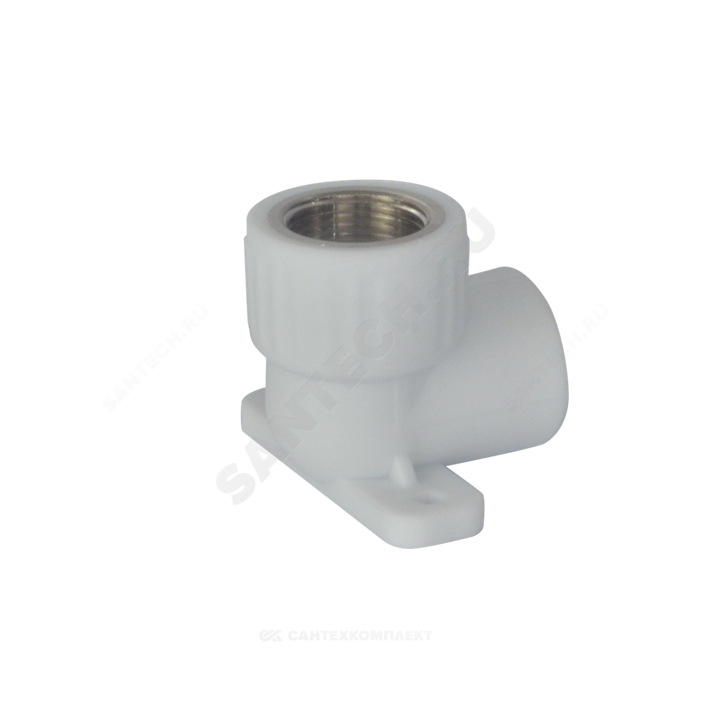 Угольник PP-R комбинированный белый Дн 20х1/2" ВР с креплением VALFEX 10120020