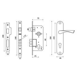 Замок врезной PUNTO KIT P90 4585/3 CRONA AB (бронза) 5кл /41723/